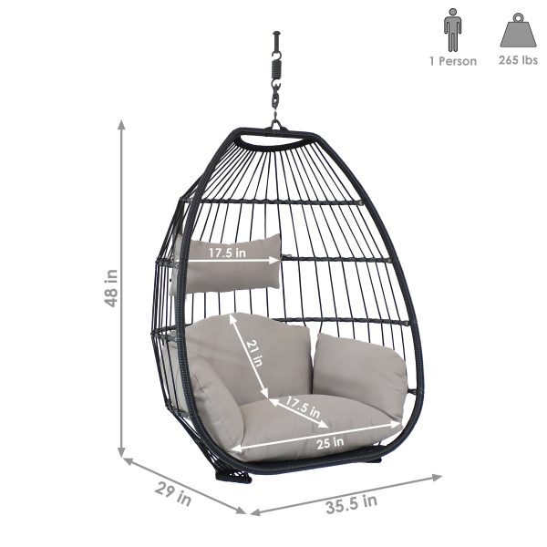 Oliver Hanging Egg Chair with Seat Cushions - 48 - Image 4