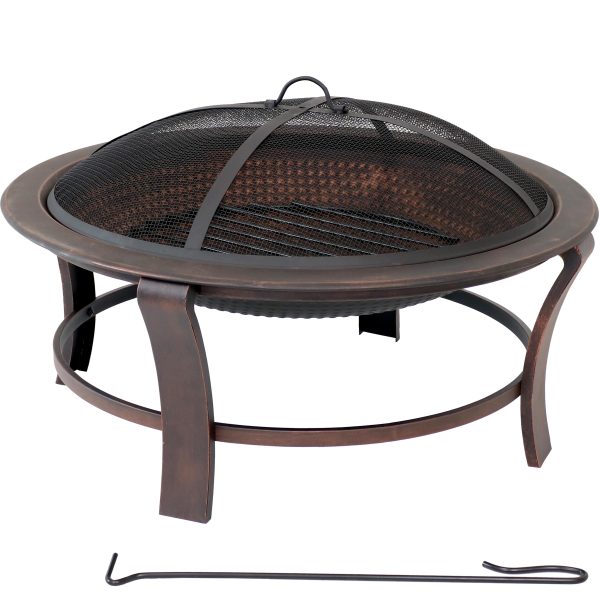 Steel Elevated Outdoor Fire Pit Bowl with Spark Screen - 29 - Image 4
