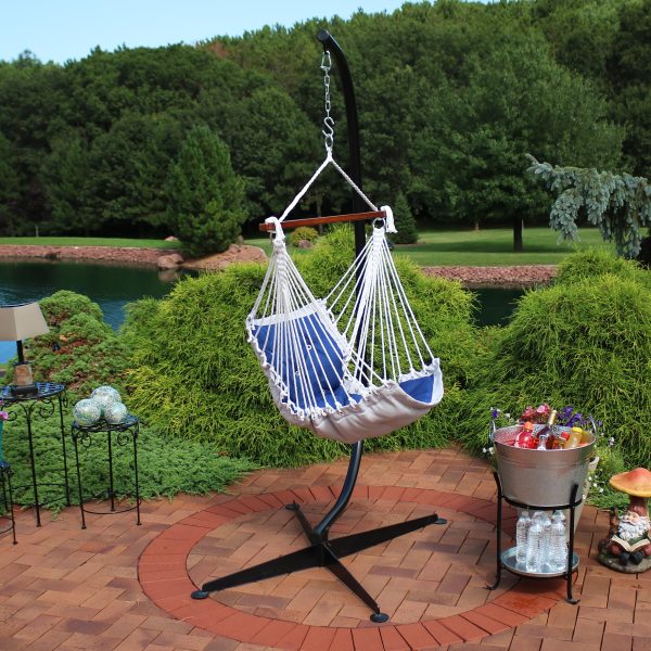 Tufted Victorian Outdoor Hammock Chair Swing and C-Stand Set - Image 10