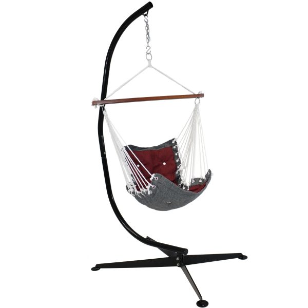 Tufted Victorian Outdoor Hammock Chair Swing and C-Stand Set - Image 13