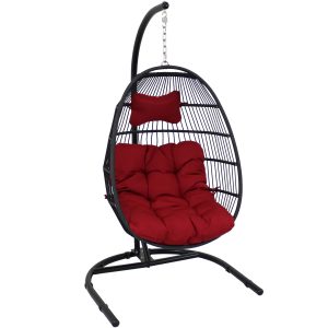Julia Outdoor Hanging Egg Chair with Stand and Cushion