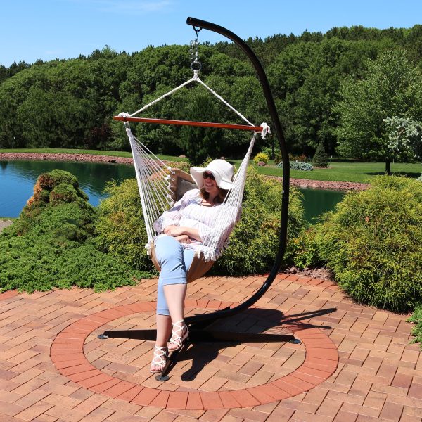 Tufted Victorian Outdoor Hammock Chair Swing and C-Stand Set - Image 3