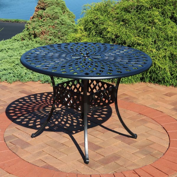 Crossweave Cast Aluminum Round Patio Table - 41 Diameter - Image 4