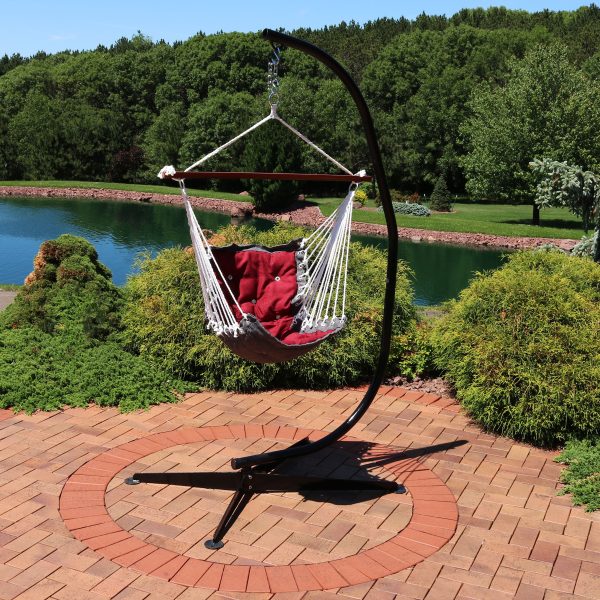 Tufted Victorian Outdoor Hammock Chair Swing and C-Stand Set - Image 14