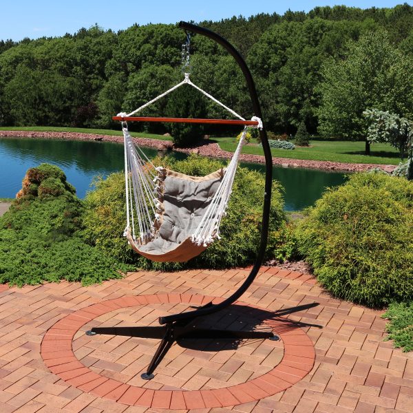 Tufted Victorian Outdoor Hammock Chair Swing and C-Stand Set - Image 2