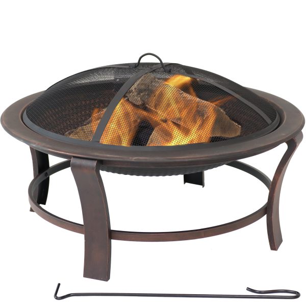 Steel Elevated Outdoor Fire Pit Bowl with Spark Screen - 29