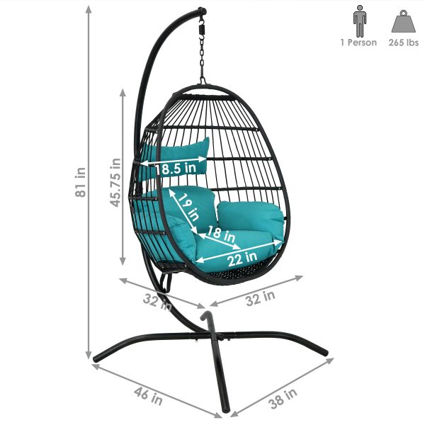 Dalia Outdoor Hanging Egg Chair with Stand and Cushion - 81 - Image 2