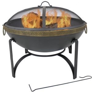 Wood-Burning Outdoor Fire Pit with Spark Screen - 26