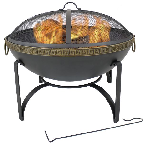 Wood-Burning Outdoor Fire Pit with Spark Screen - 26