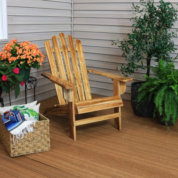 Rustic Wooden Adirondack Chair with Light Charred Finish - Image 4