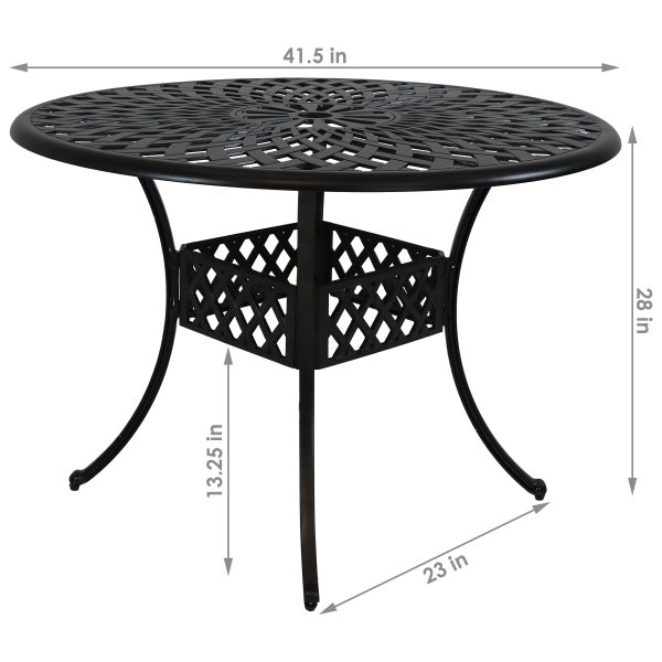 Crossweave Cast Aluminum Round Patio Table - 41 Diameter - Image 3