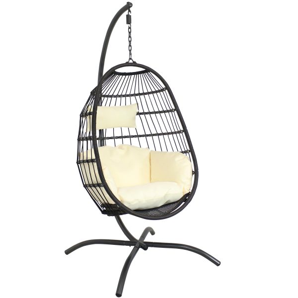 Penelope Hanging Egg Chair with Seat Cushions and Stand