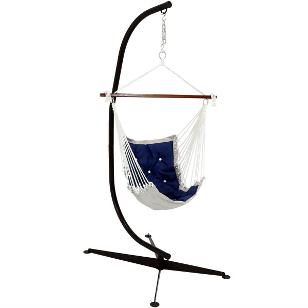 Tufted Victorian Outdoor Hammock Chair Swing and C-Stand Set - Image 7