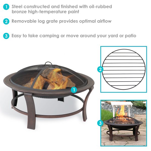 Steel Elevated Outdoor Fire Pit Bowl with Spark Screen - 29 - Image 5