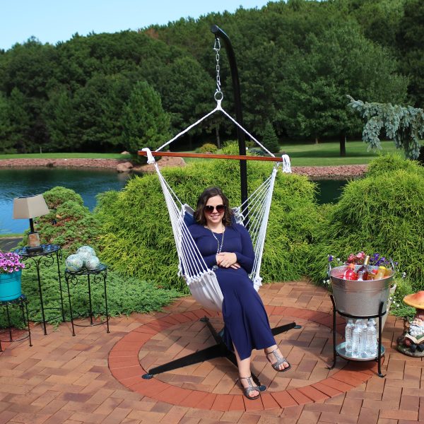 Tufted Victorian Outdoor Hammock Chair Swing and C-Stand Set - Image 11