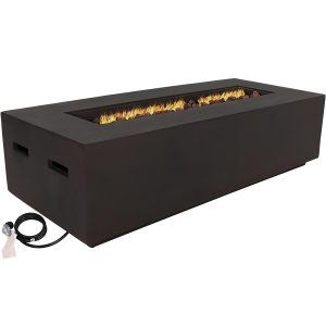 Rectangular Liquid Propane Gas Fire Pit with Lava Rocks - 56