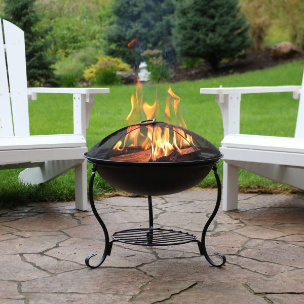 Elegant Steel Fire Pit with Spark Screen - 18 - Image 2
