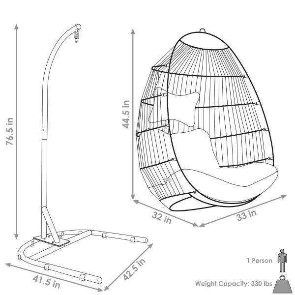 Julia Outdoor Hanging Egg Chair with Stand and Cushion - Image 10