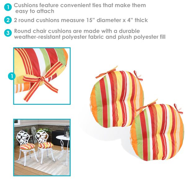 Polyester Round Bistro Chair Cushions - Set of 2 - Image 8