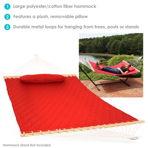 2-Person Quilted Hammock with Bolster Pillow - Image 2