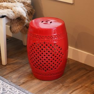 Marrakesh Lattice Ceramic Garden Stool Side Table - 17.75