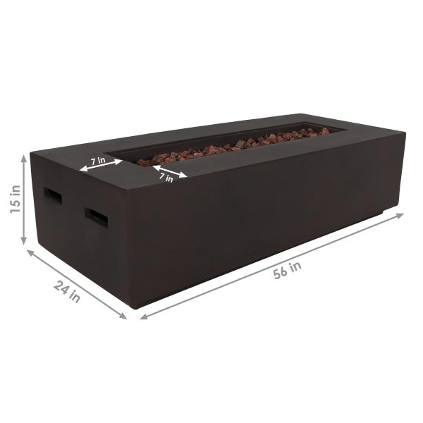Rectangular Liquid Propane Gas Fire Pit with Lava Rocks - 56 - Image 5