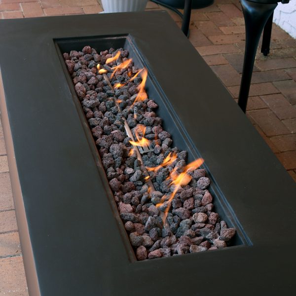 Rectangular Liquid Propane Gas Fire Pit with Lava Rocks - 56 - Image 8