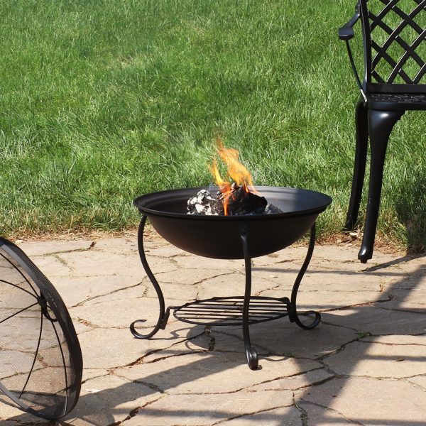 Elegant Steel Fire Pit with Spark Screen - 18 - Image 3
