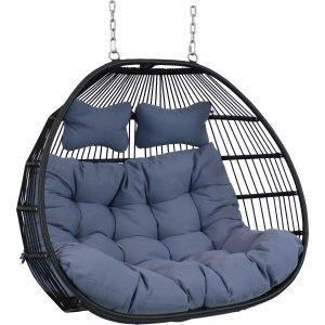 Liza Loveseat Egg Chair with Cushions - Gray