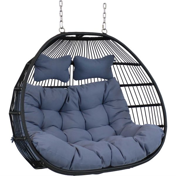 Liza Loveseat Egg Chair with Cushions - Gray