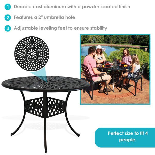 Crossweave Cast Aluminum Round Patio Table - 41 Diameter - Image 2