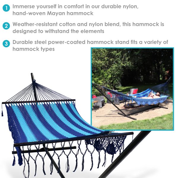 Deluxe American Style Mayan Hammock & 15' Hammock Stand - Image 2