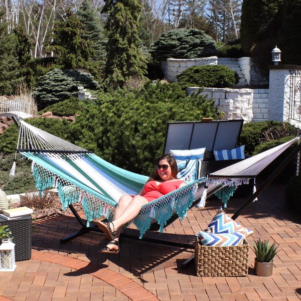 Woven Double Hammock with Spreader Bars - Image 5
