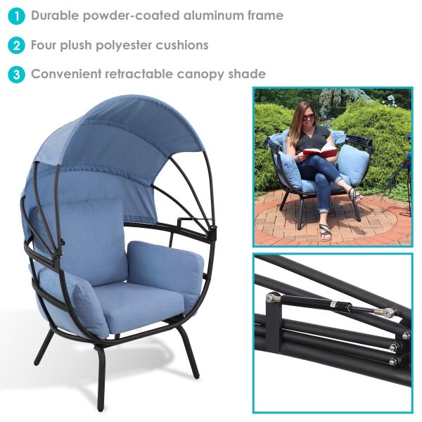Modern Luxury Patio Egg Chair with Canopy - Image 11