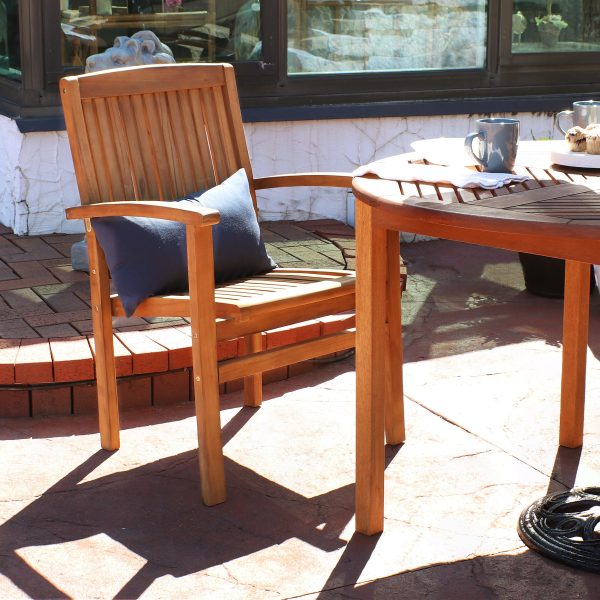 Teak Wood Stackable Outdoor Patio Dining Chair - Image 4