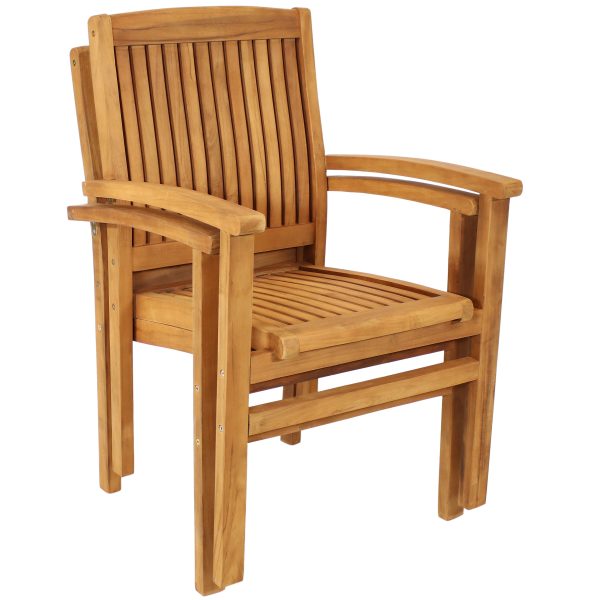 Teak Wood Stackable Outdoor Patio Dining Chair - Image 15
