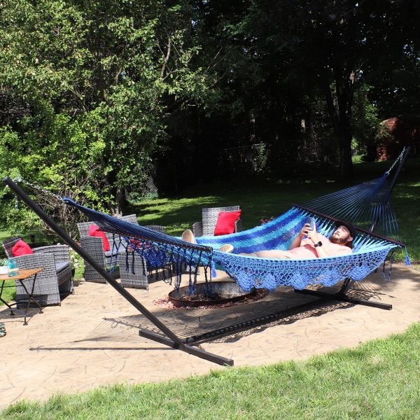Deluxe American Style Mayan Hammock & 15' Hammock Stand - Image 5