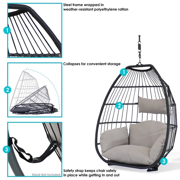 Oliver Hanging Egg Chair with Seat Cushions - 48 - Image 2