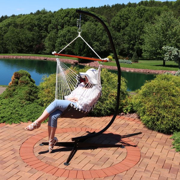 Tufted Victorian Outdoor Hammock Chair Swing and C-Stand Set - Image 16