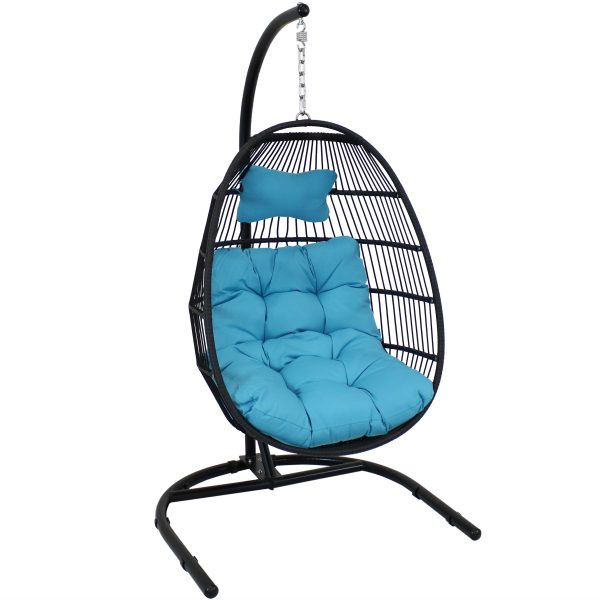 Julia Outdoor Hanging Egg Chair with Stand and Cushion - Image 8