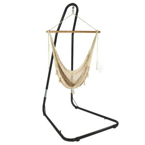 XL Mayan Rope Hammock Chair and Adjustable Stand - Natural