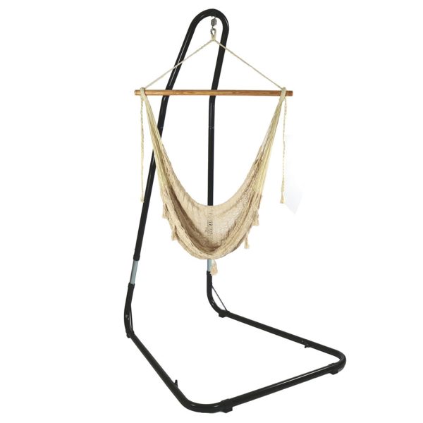 XL Mayan Rope Hammock Chair and Adjustable Stand - Natural