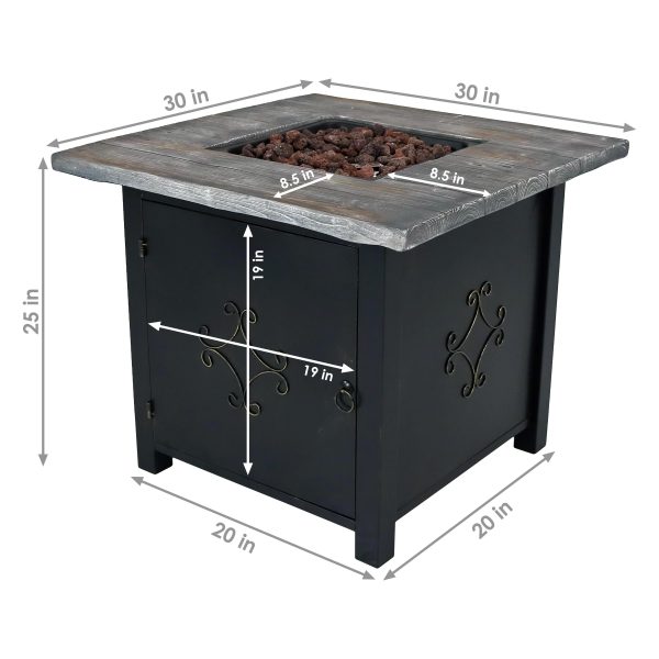 Outdoor 30 Square Propane Gas Fire Pit Table with Lava Rocks - Image 5