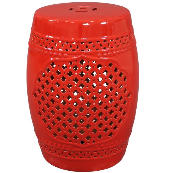 Marrakesh Lattice Ceramic Garden Stool Side Table - 17.75 - Image 2