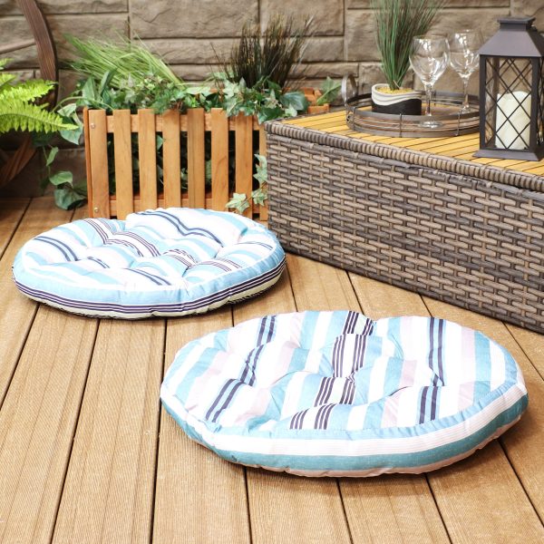 Set of 2 Polyester Tufted Large Round Floor Cushions - Image 4