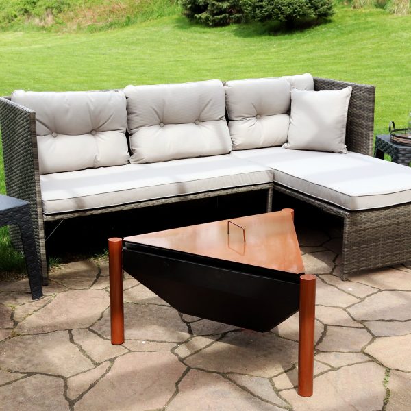 Steel Outdoor Triangle Fire Pit and Side Table - 31 - Image 3