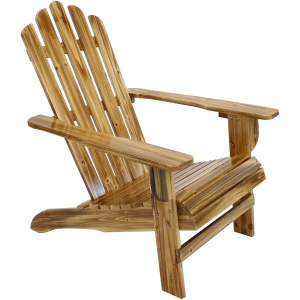 Rustic Wooden Adirondack Chair with Light Charred Finish