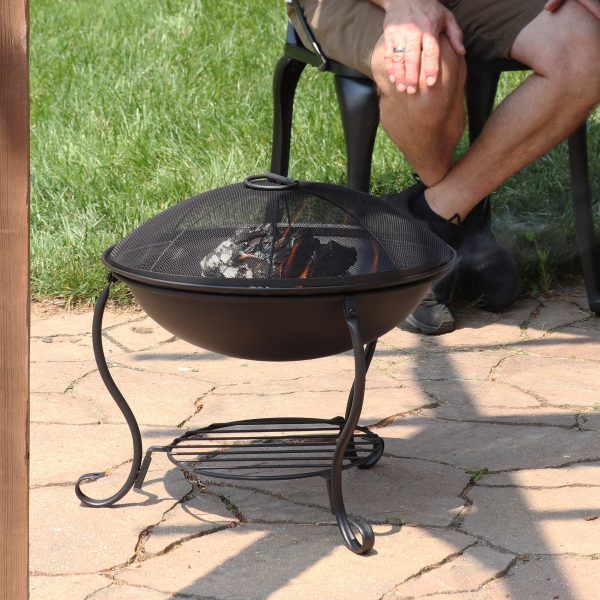 Elegant Steel Fire Pit with Spark Screen - 18 - Image 7