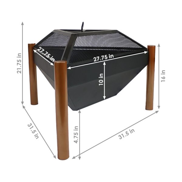 Steel Outdoor Triangle Fire Pit and Side Table - 31 - Image 6