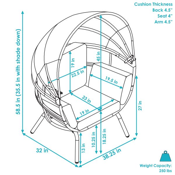 Modern Luxury Patio Egg Chair with Canopy - Image 4